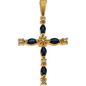 Diamond and Sapphire Cross 30 x 17mm .40 CTW Ref 687735