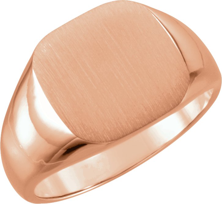 14K Rose 11 mm Square Signet Ring