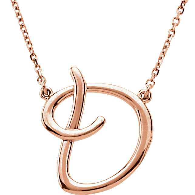 14K Rose Script Initial D 16