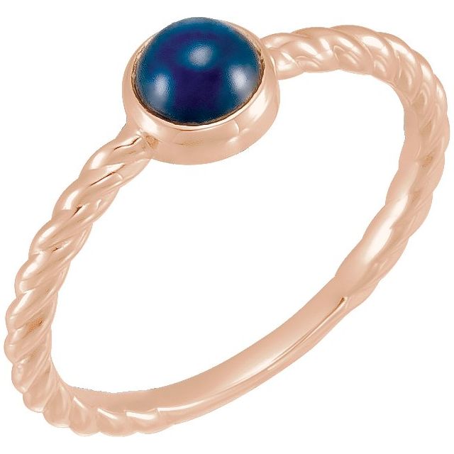 14K Rose Natural Blue Sapphire Cabochon Ring