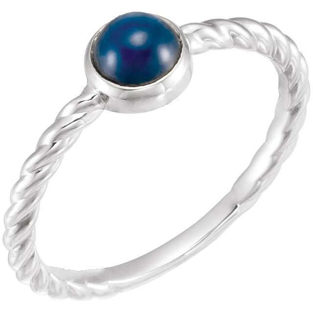 Platinum Natural Blue Sapphire Cabochon Ring