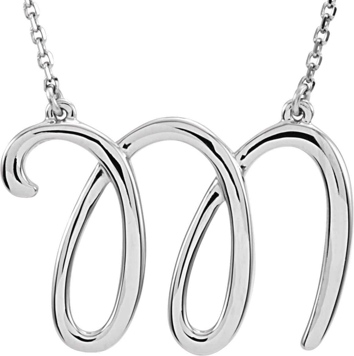 Sterling Silver Script Initial M 16" Necklace