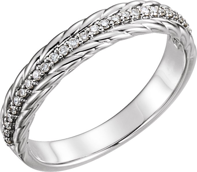 14K White 1/6 CTW Diamond Rope Ring