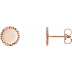 14K Rose Engravable Beaded Earrings