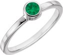 14K White 4 mm Lab-Grown Emerald Ring