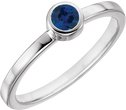 14K White 4 mm Lab-Grown Blue Sapphire Ring