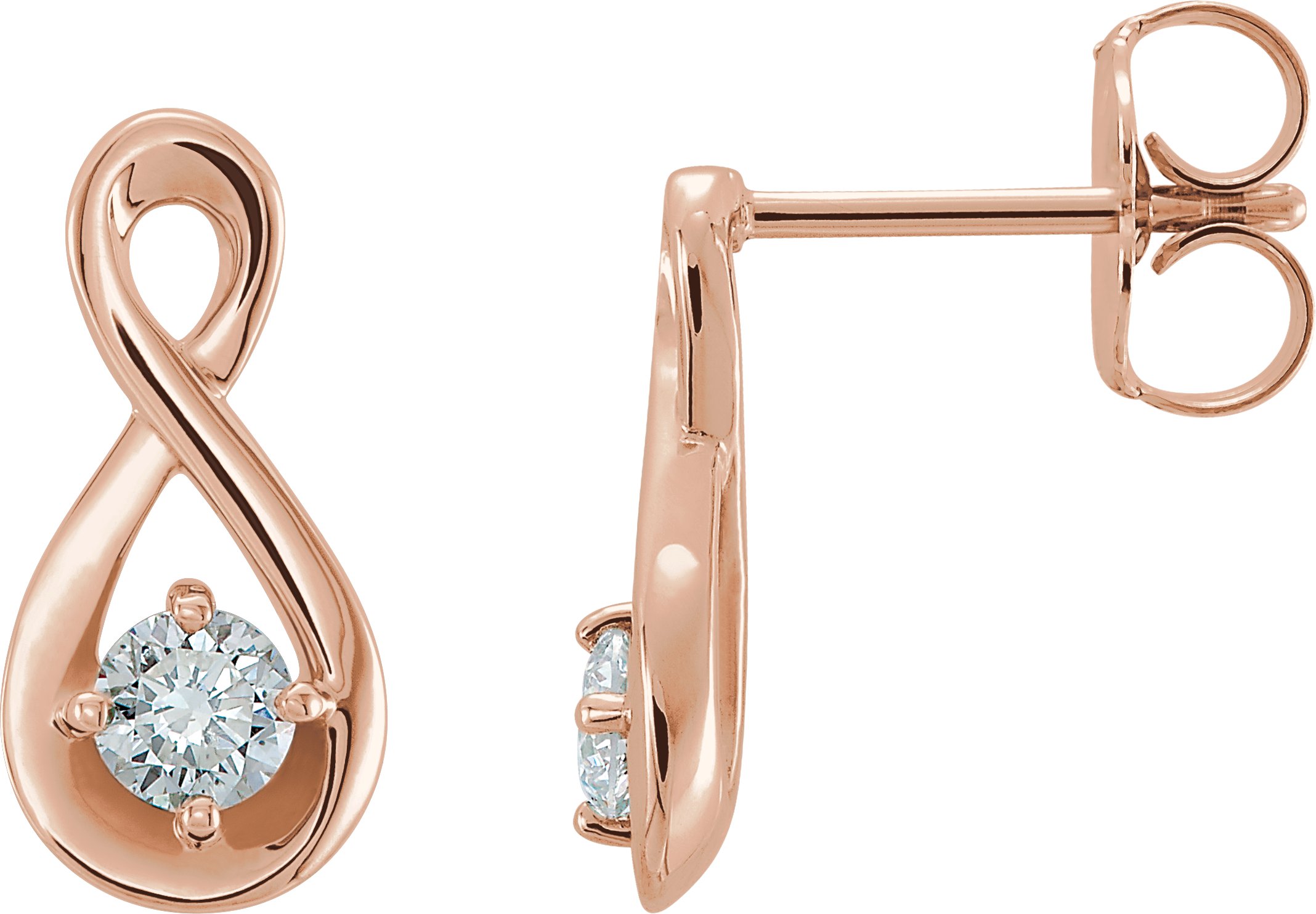 14K Rose 1/5 CTW Natural Diamond Infinity-Inspired Earrings 