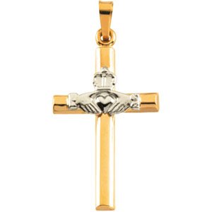 Hollow Claddagh Cross Pendant 25 x 16mm Ref 800545