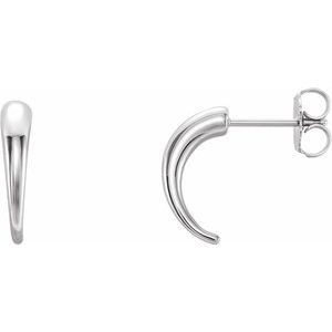14K White J-Hoop Earrings 