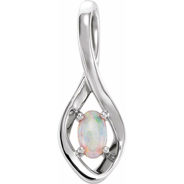 Sterling Silver Natural White Opal Pendant