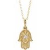 14K Yellow .03 CTW Diamond Hamsa 16 18 inch Necklace Ref. 12939277
