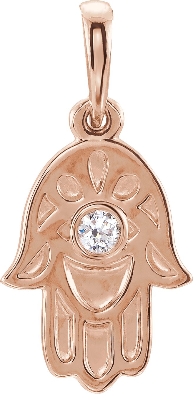 14K Rose .03 CTW Diamond Hamsa Pendant Ref. 12939392