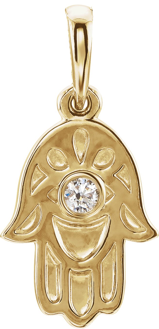 14K Yellow .03 CTW Diamond Hamsa Pendant Ref. 12939391