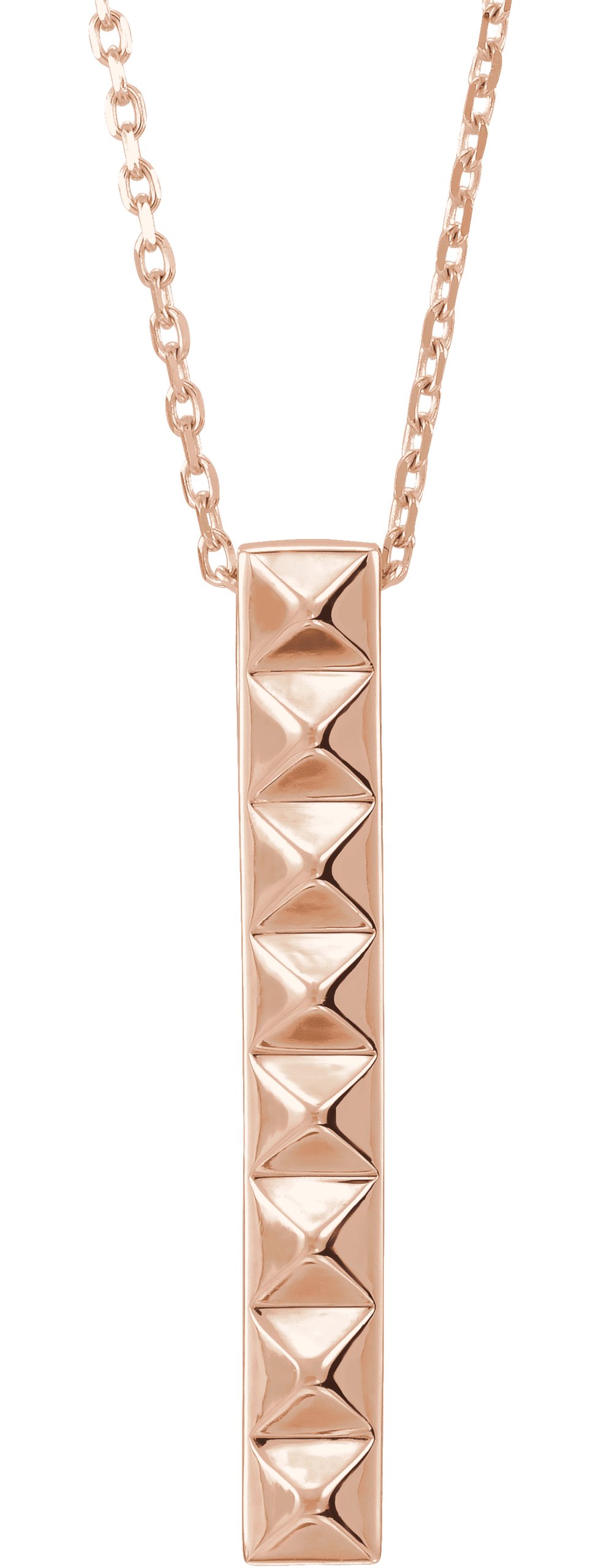 14K Rose Pyramid Bar 24" Necklace