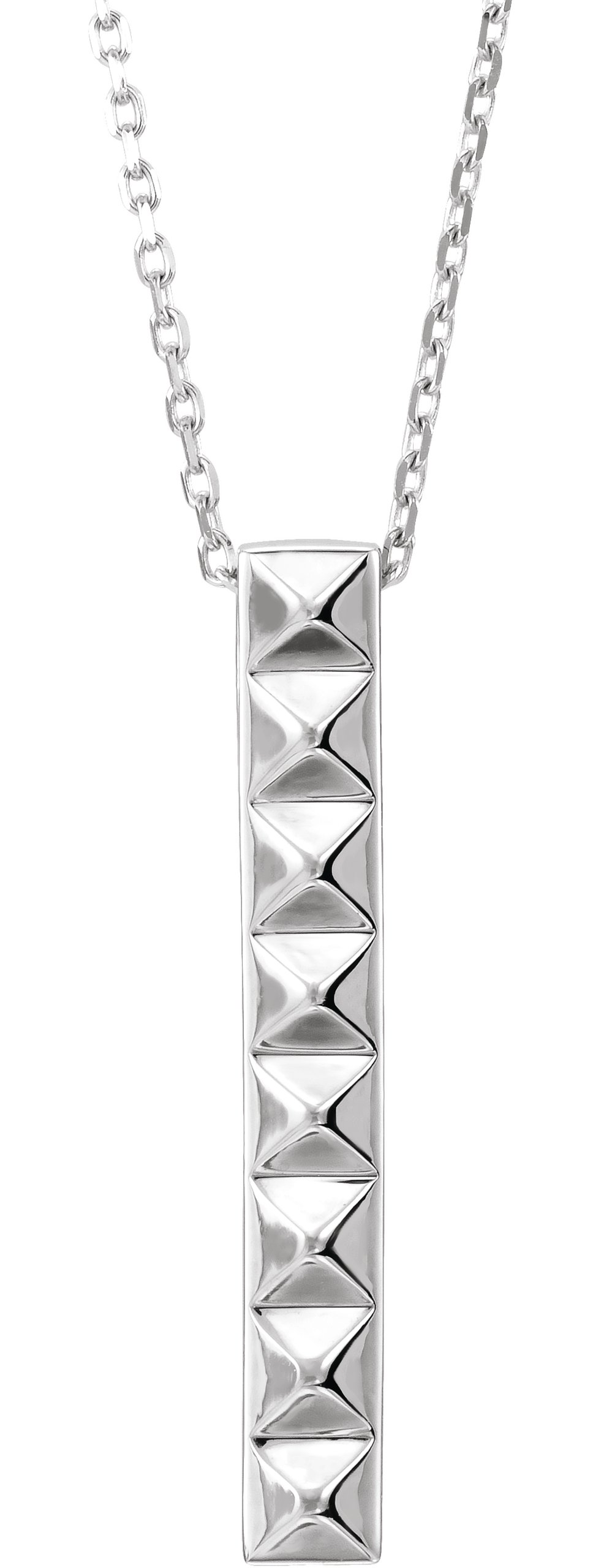Sterling Silver Pyramid Bar 24" Necklace