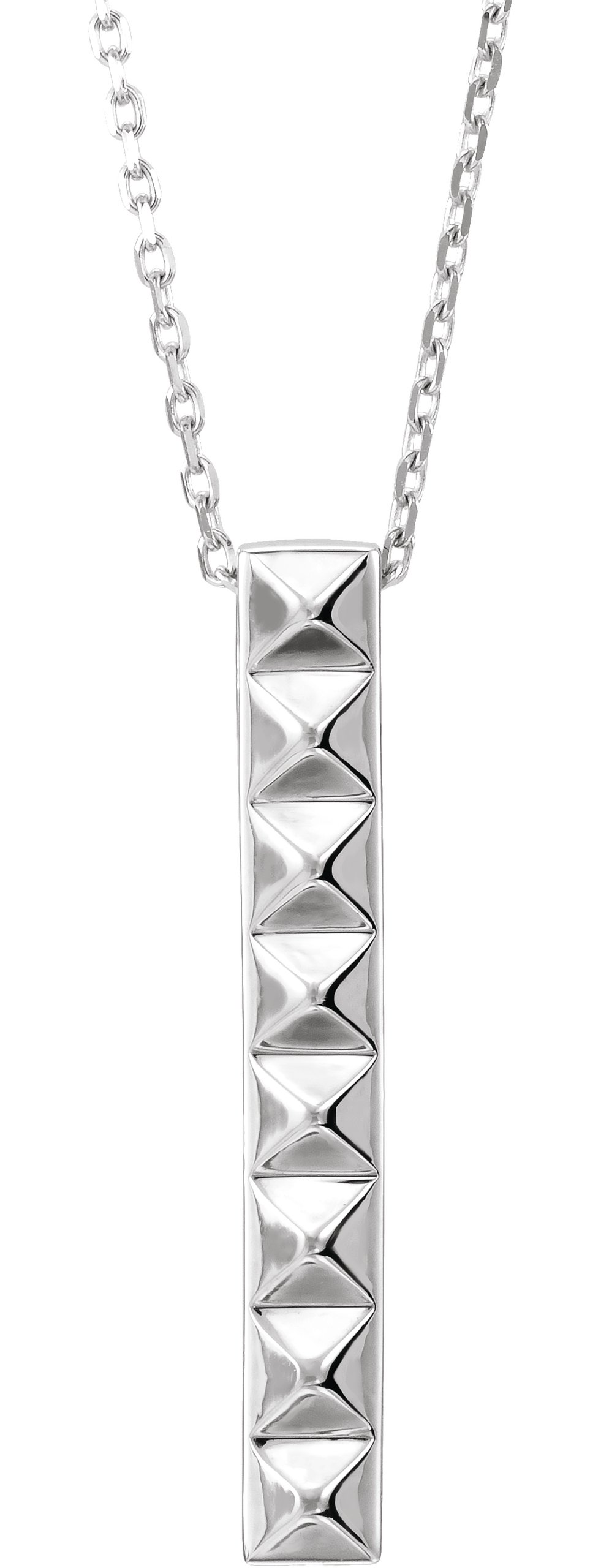 Sterling Silver Pyramid Bar 16-18 Necklace