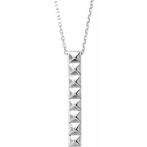 14K White Pyramid Bar 24" Necklace