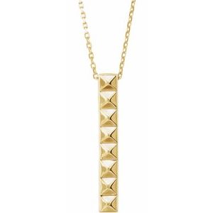 14K Yellow Pyramid Bar 24" Necklace