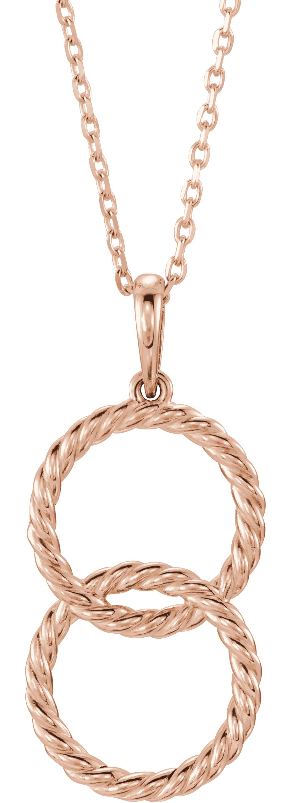 14K Rose Interlocking Circle 16-18" Necklace