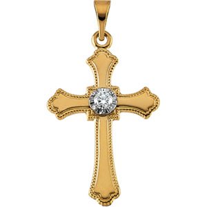 Cross Pendant with Diamond .03 CTW 2mm Diamond Ref 883909