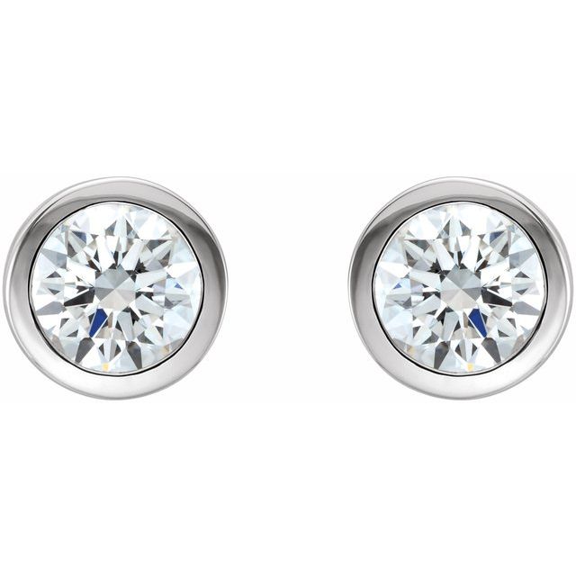 14K White 1/2 CTW Natural Diamond Bezel-Set Earrings
