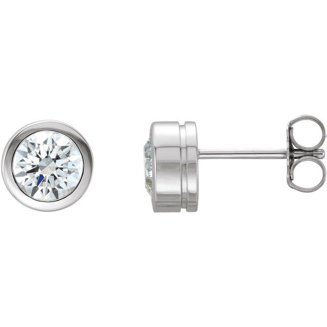 Platinum 1 CTW Natural Diamond Bezel-Set Earrings       