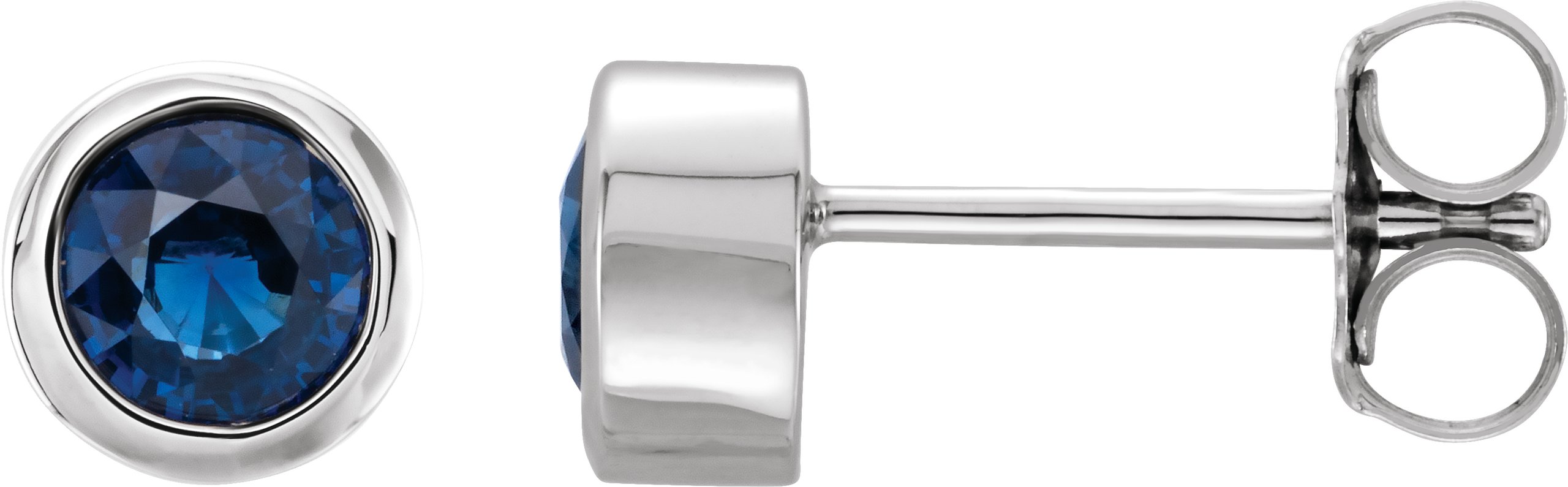 14K White 4 mm Round Genuine Blue Sapphire Birthstone Earrings Ref 11736775