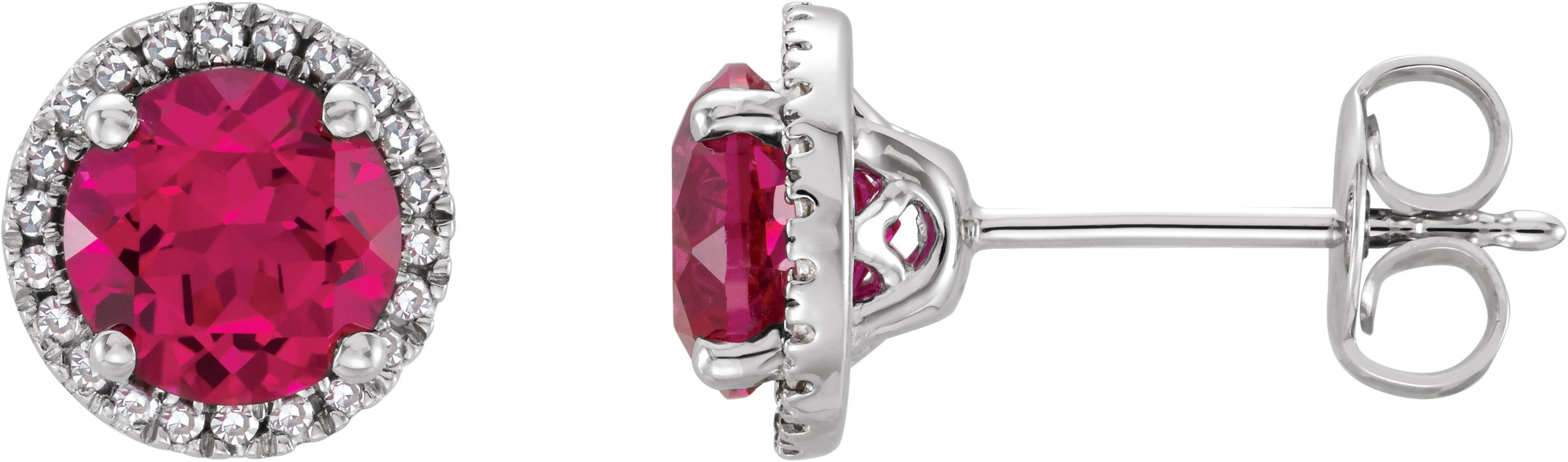 Sterling Silver Lab-Grown Ruby & .01 CTW Natural Diamond Earrings