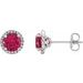 Sterling Silver Lab-Grown Ruby & .01 CTW Natural Diamond Earrings