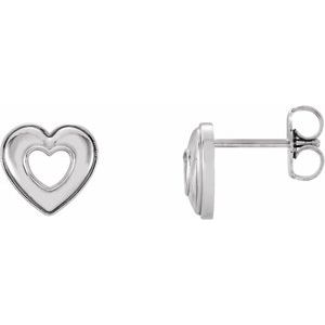 Sterling Silver 8.5x8 mm Heart Earrings