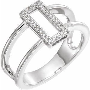 14K White 1/10 CTW Natural Diamond Geometric Ring 
