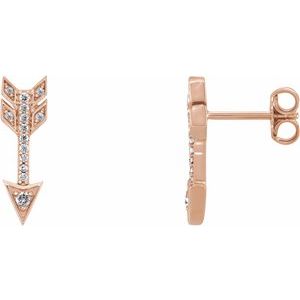 14K Rose 1/6 CTW Natural Diamond Arrow Earrings
