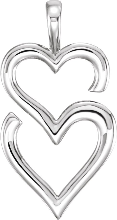 14K White Double Heart Pendant Ref. 12108035