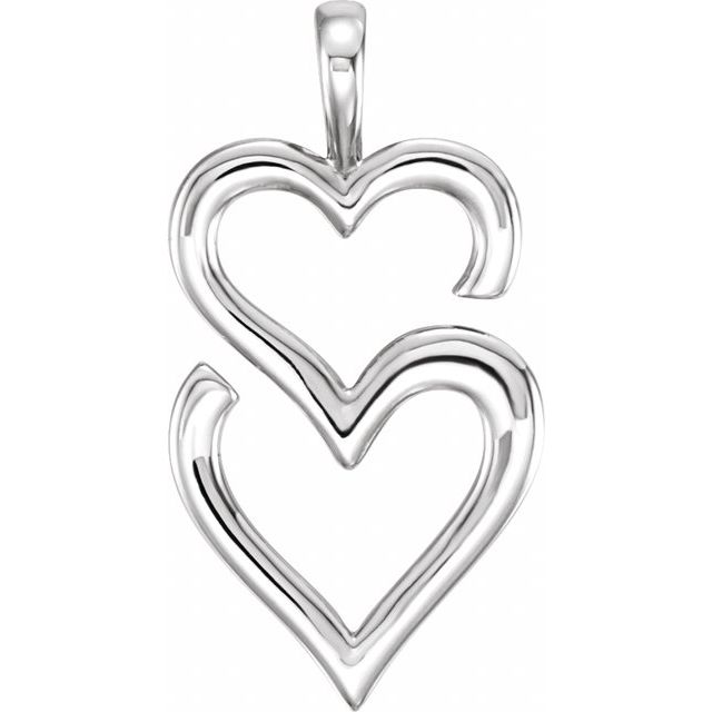 Sterling Silver Double Heart Pendant 