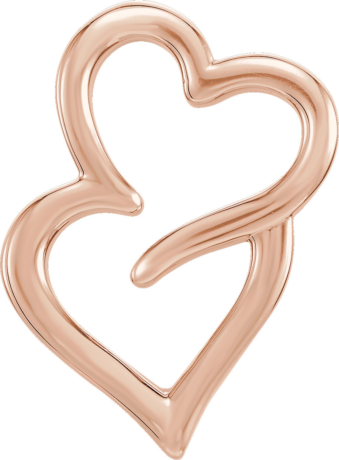 14K Rose Double Heart Slide Pendant