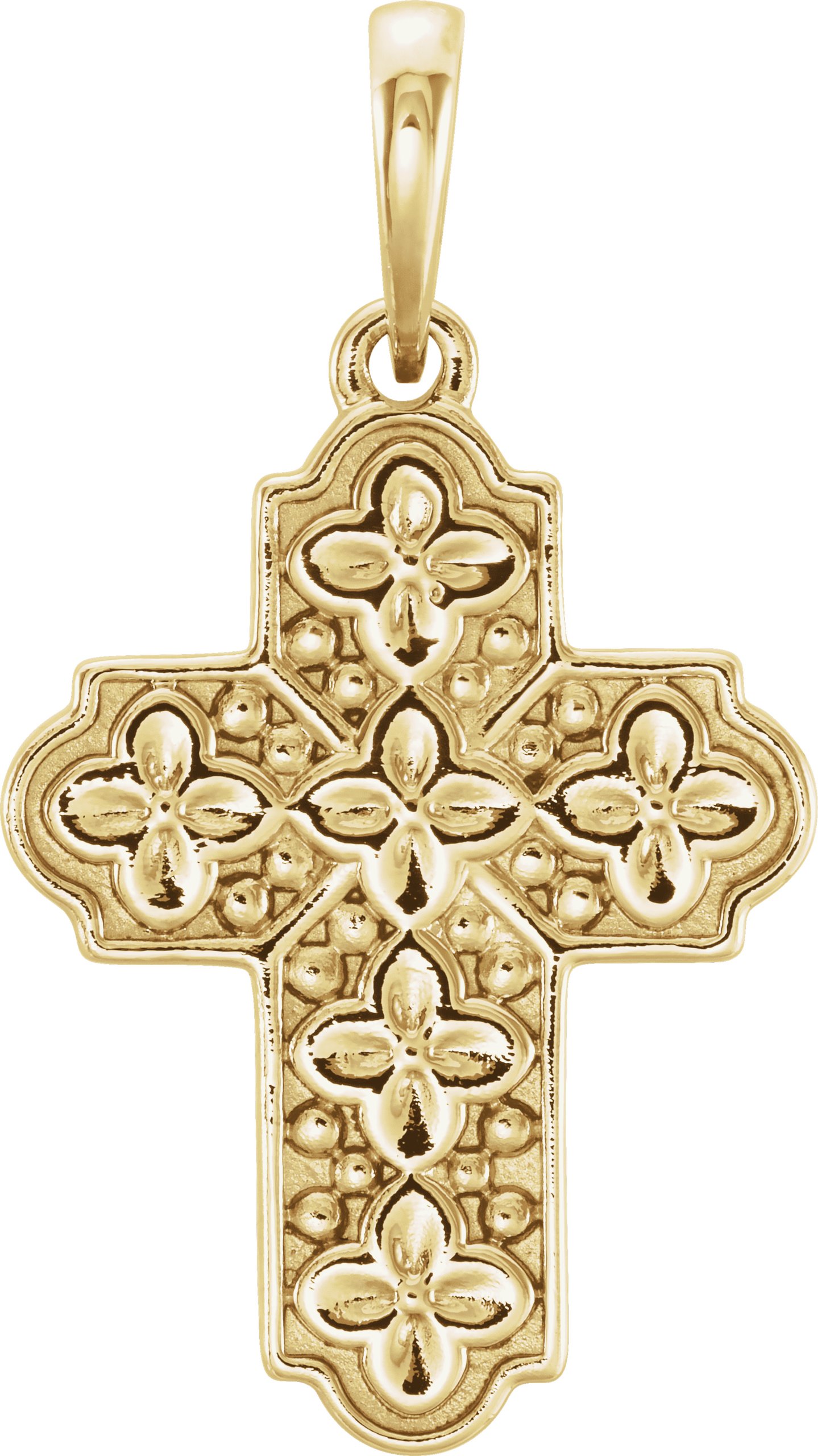 14K Yellow Ornate Floral Inspired Cross Pendant Ref. 12980776