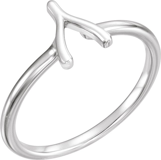 14K White Wishbone Ring