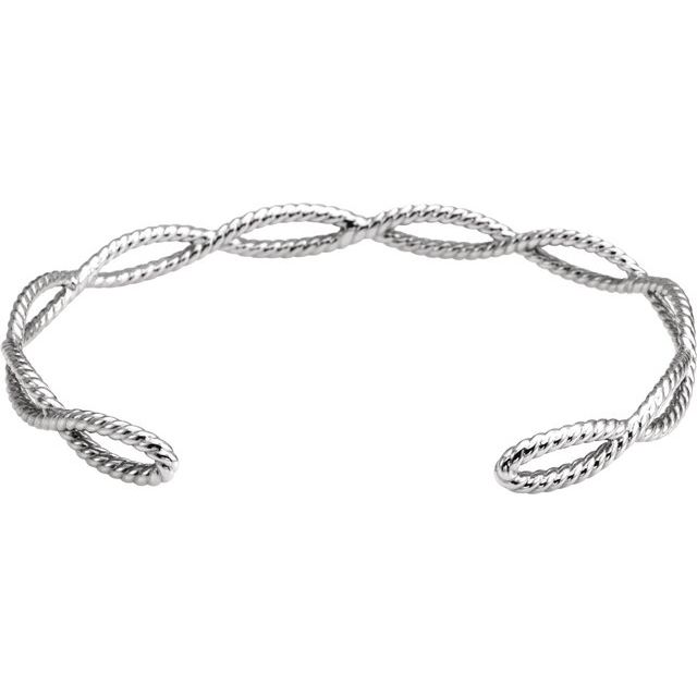 14K White Rope Cuff Bracelet