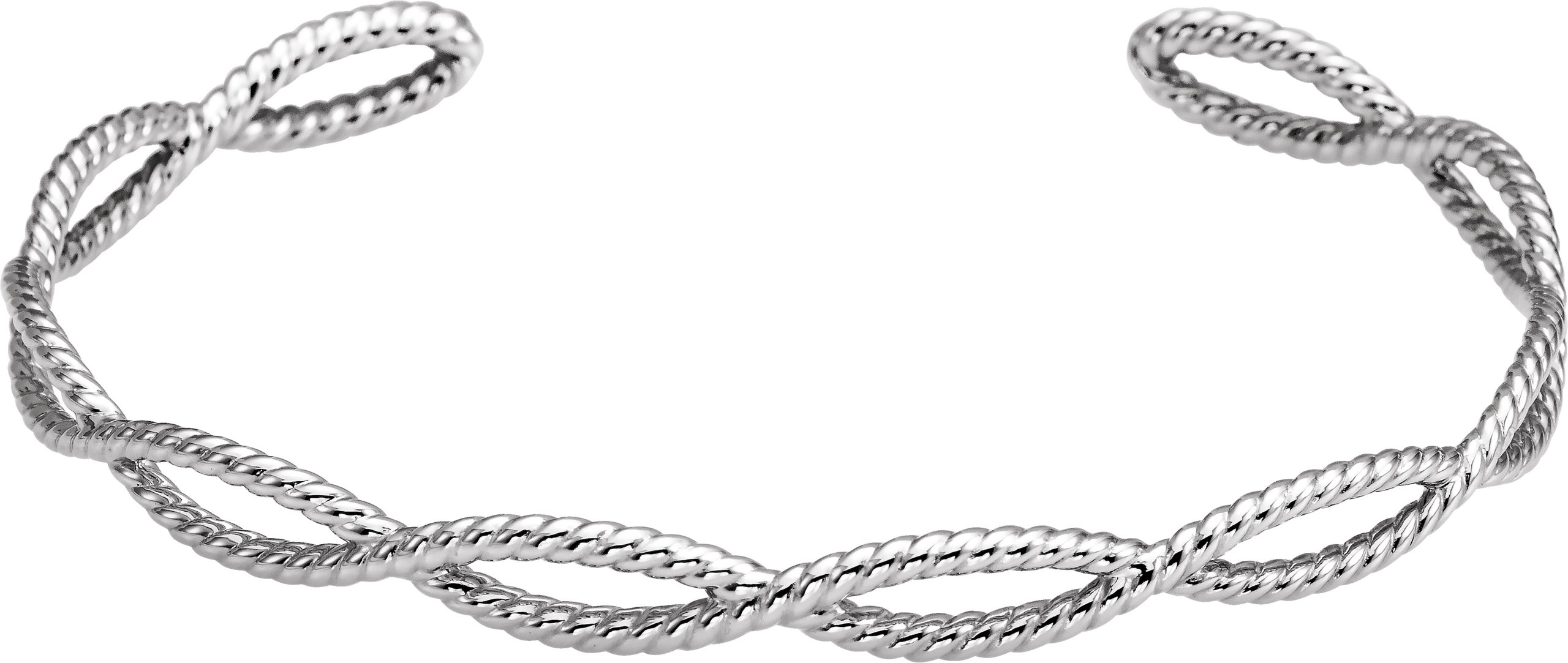 14K White Rope Cuff 7" Bracelet