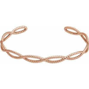 14K Rose Rope Cuff 7" Bracelet
