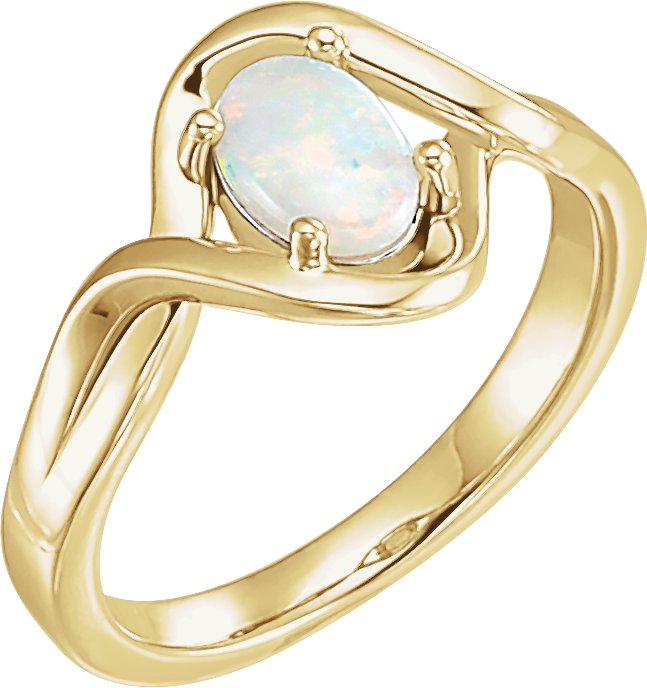 14K Yellow Natural Opal Cabochon Ring