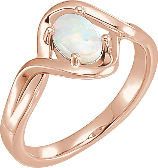 14K Rose Natural Opal Cabochon Ring