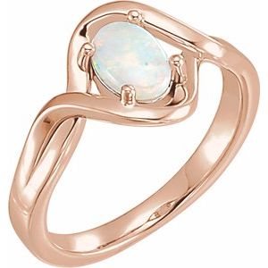 14K Rose Natural Opal Cabochon Ring