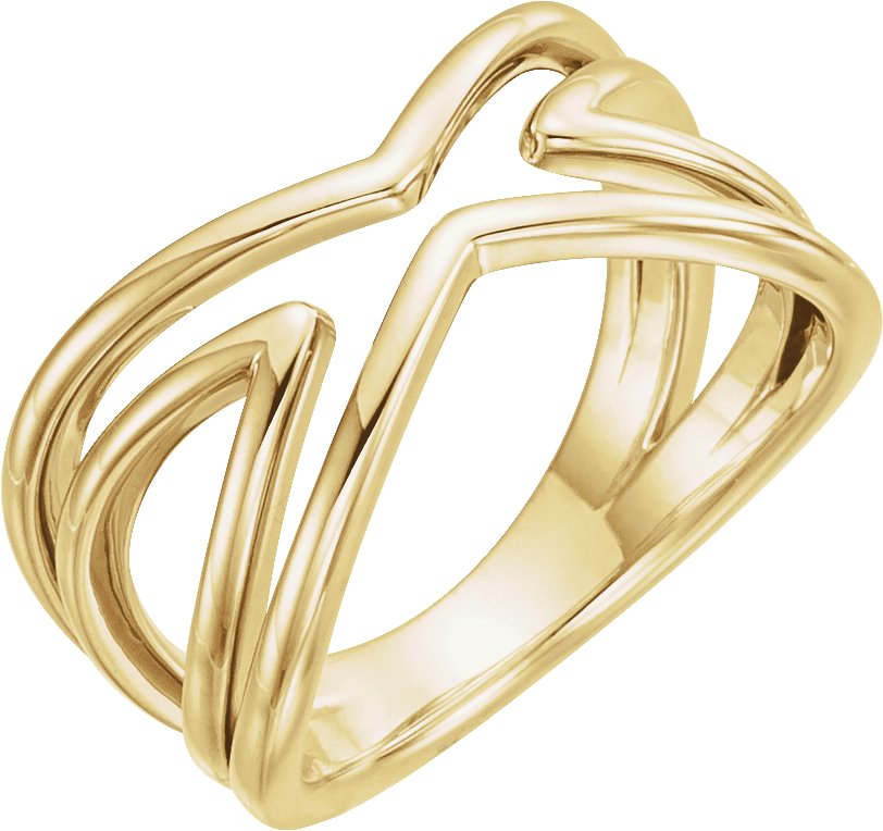 14K Yellow Criss-Cross Ring