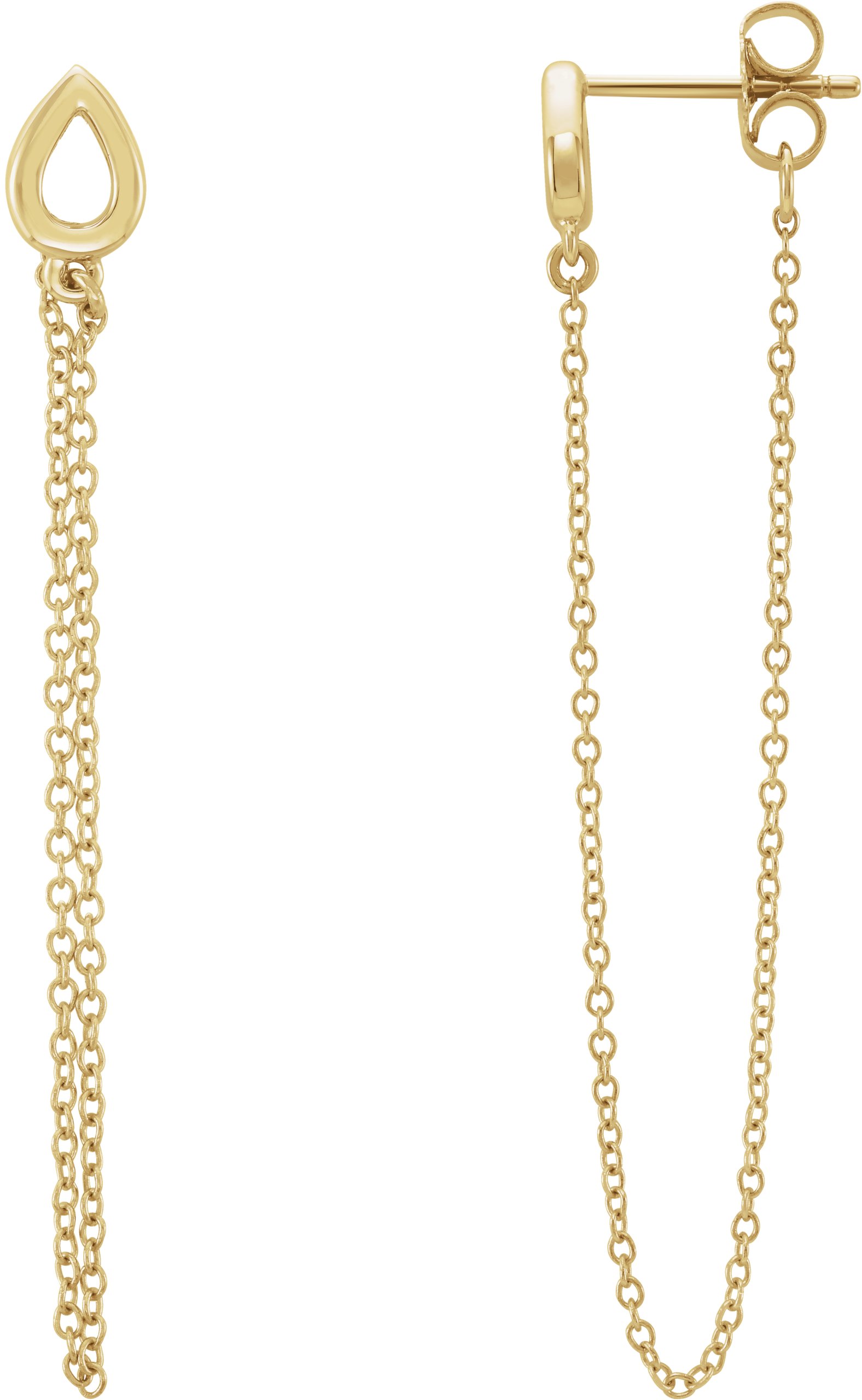 14K Yellow Leaf Chain Earrings