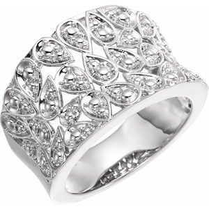 14K White Floral-Inspired Ring 