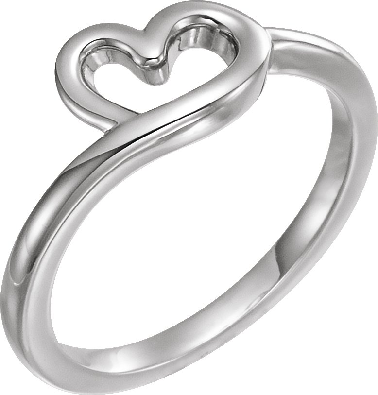 14K White Heart Youth Ring 