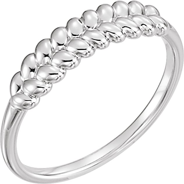 14K White Rope Ring