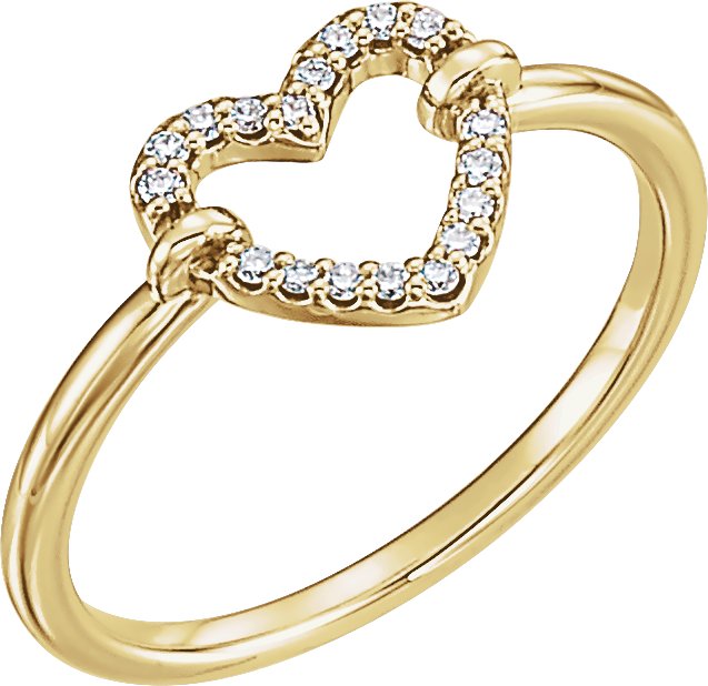 14K Yellow .07 CTW Natural Diamond Heart Ring