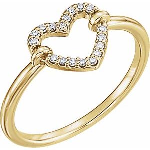 14K Yellow .07 CTW Natural Diamond Heart Ring